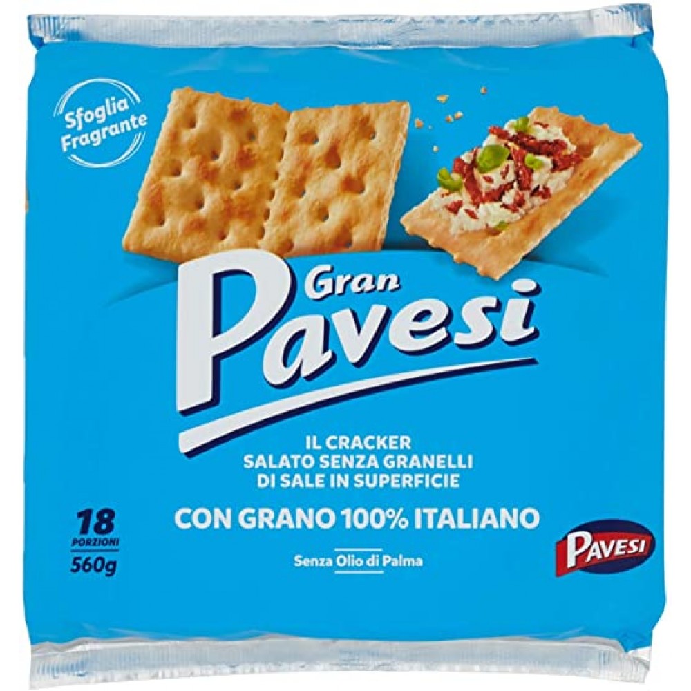 GRAN PAVESI CRACKER SALATI SENZA GRANELLI DI SALEIN SUPERFICIE GR500 Σνακ 